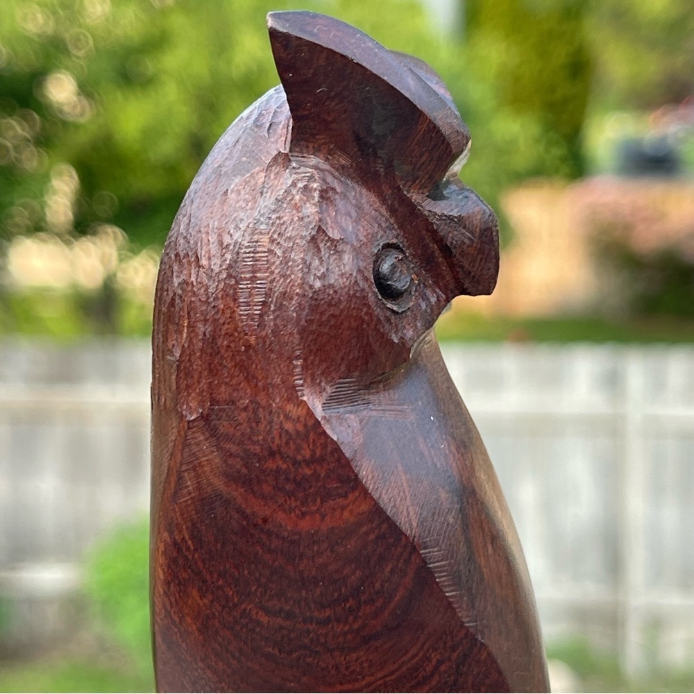 Vintage Ironwood Hand Carved Wooden Owl Bird  Figurine Sculpture 6” MCM Decor - Picture 3 of 8